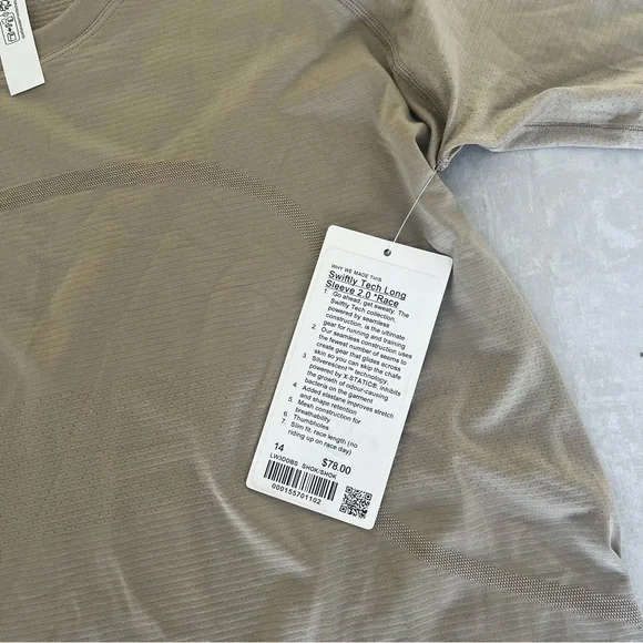 NWT Lululemon Swiftly Tech Long-Sleeve Shirt 2.0 Waist Length, Sheer Oak, Sz 14 - Picture 5 of 6